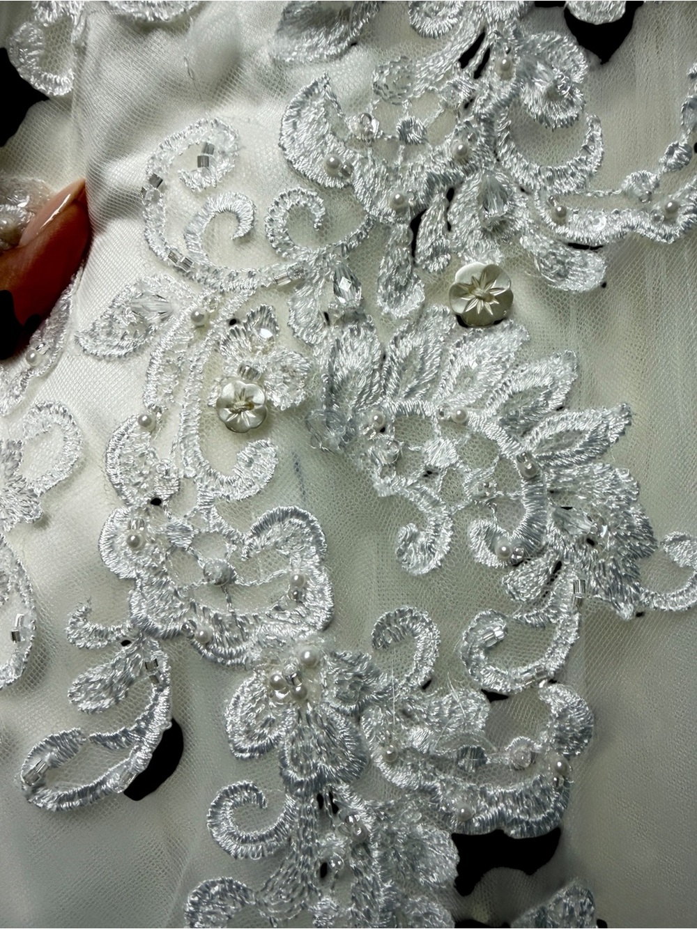 Camille La Vie Ivory Strapless Mermaid Lace Beaded Wedding Dress Gown Size 10 - Picture 7 of 13